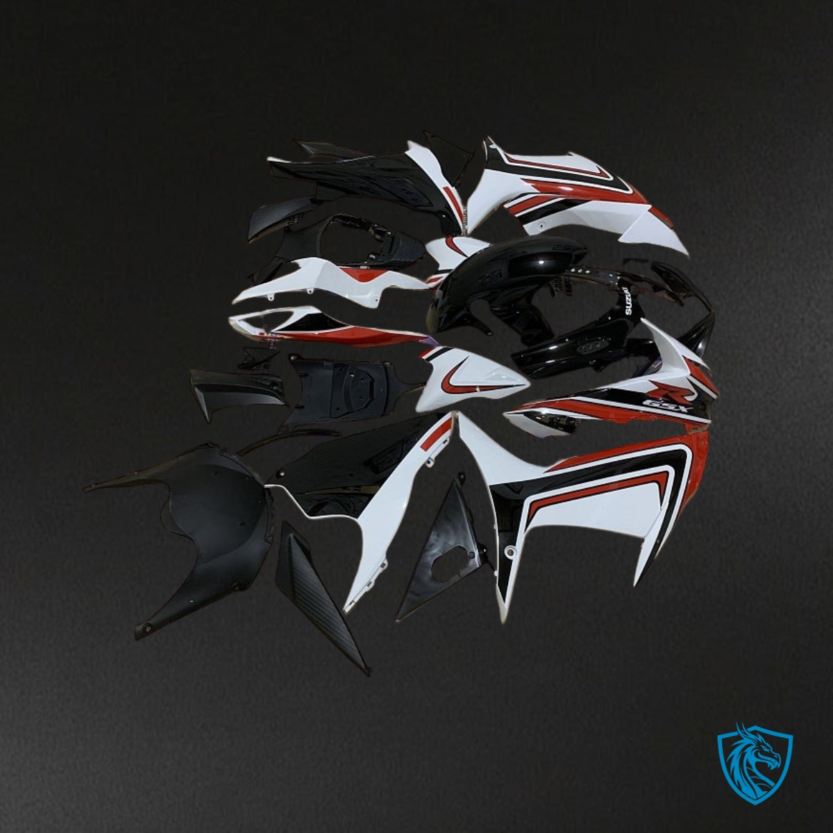 Suzuki GSXR600/750 (2011-2019) White, Black & Red Fairing Kit - Aftermarket ABS Bodywork