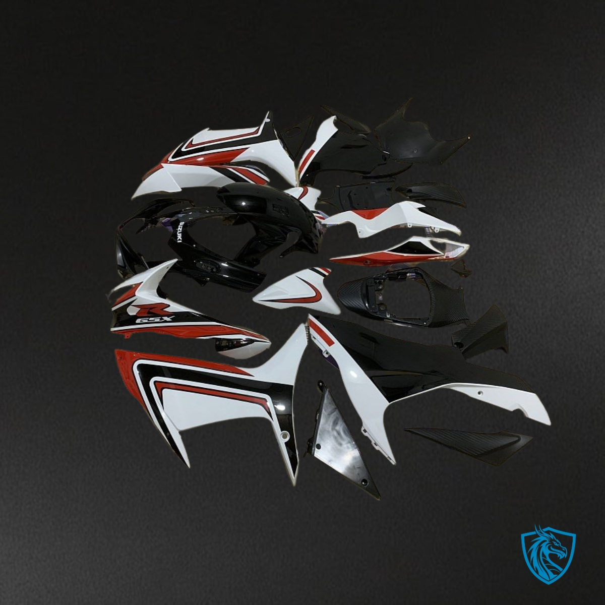 Suzuki GSXR600/750 (2011-2019) White, Black & Red Fairing Kit - Aftermarket ABS Bodywork