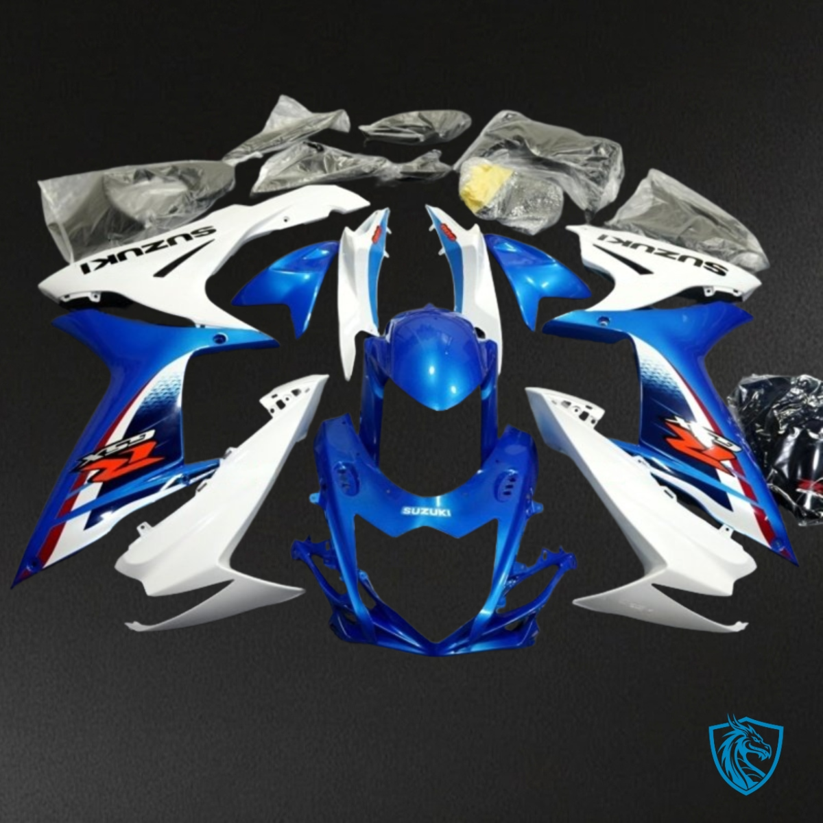 Suzuki GSXR600/750 (2011-2019) White & Glossy Blue - Custom ABS Fairing Kit