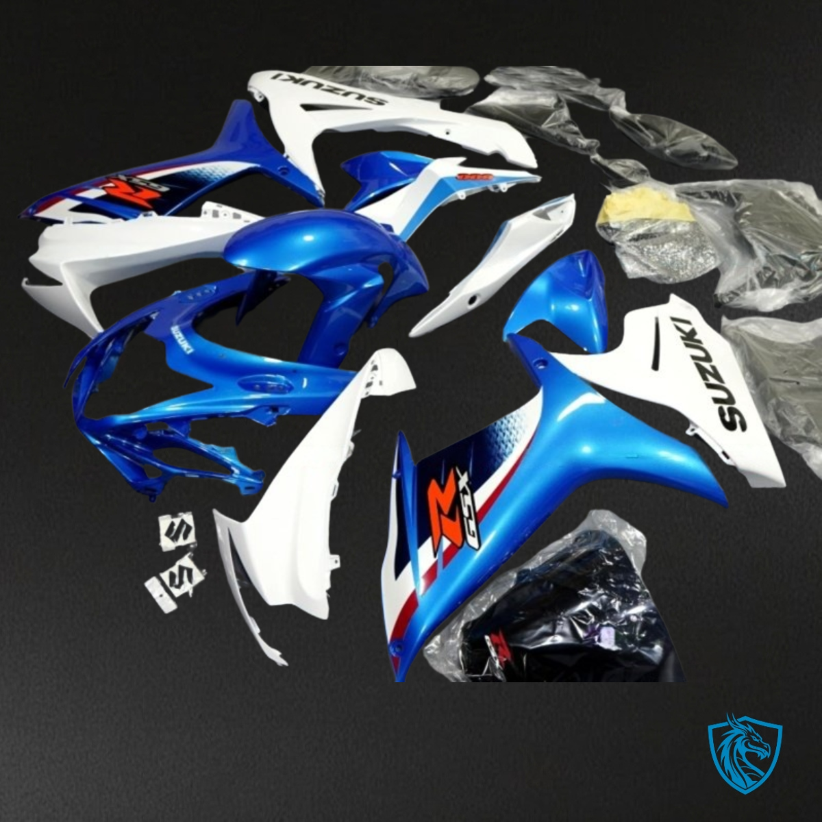 Suzuki GSXR600/750 (2011-2019) White & Glossy Blue - Custom ABS Fairing Kit