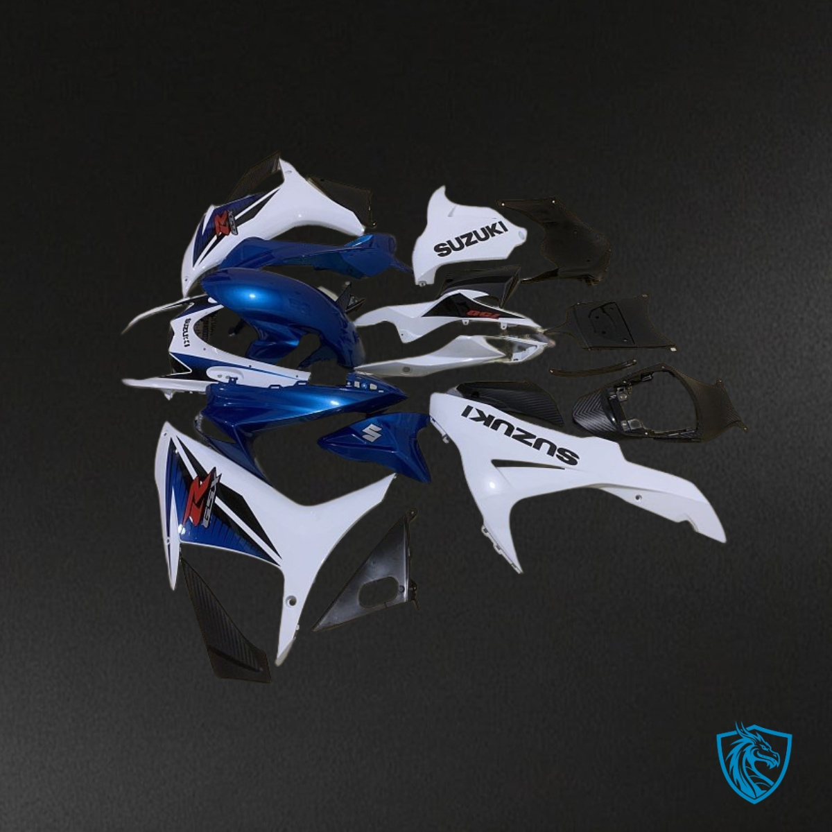 Suzuki GSXR600/750 (2011-2019) White & Blue Logo - MERGEment Motorcycle Fairings Kit