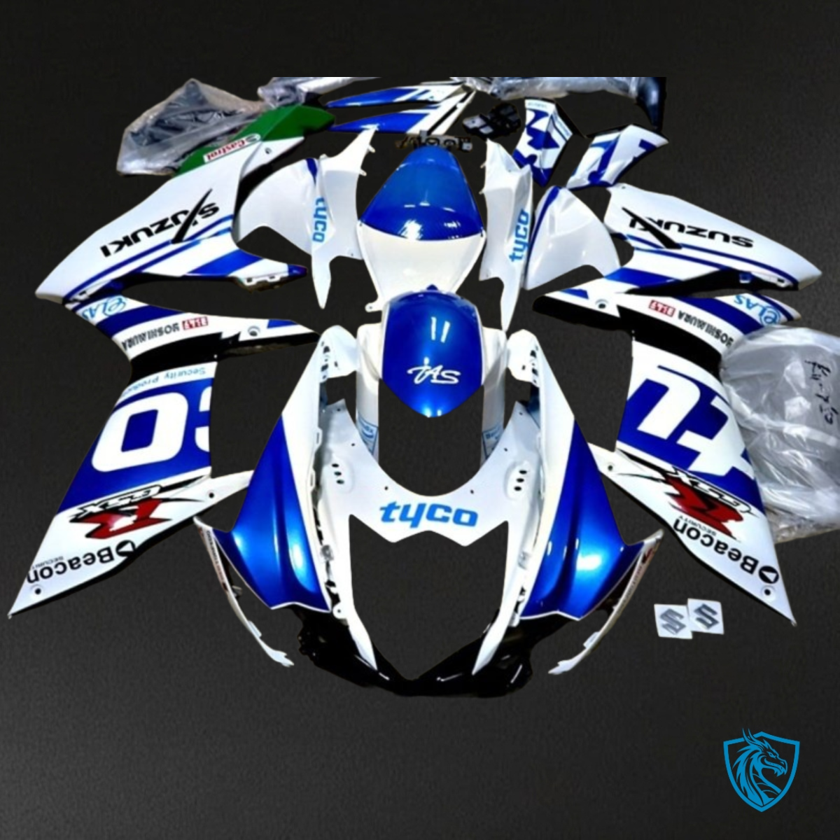 Suzuki GSXR600/750 (2011-2019) White & Blue Fairing Kit - Aftermarket ABS Bodywork