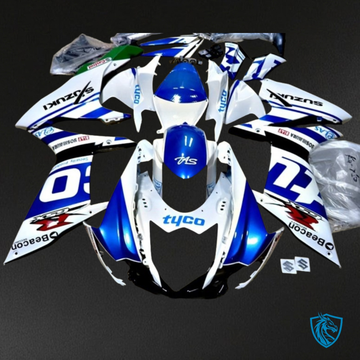 Suzuki GSXR600/750 (2011-2019) White & Blue Fairing Kit - Aftermarket ABS Bodywork
