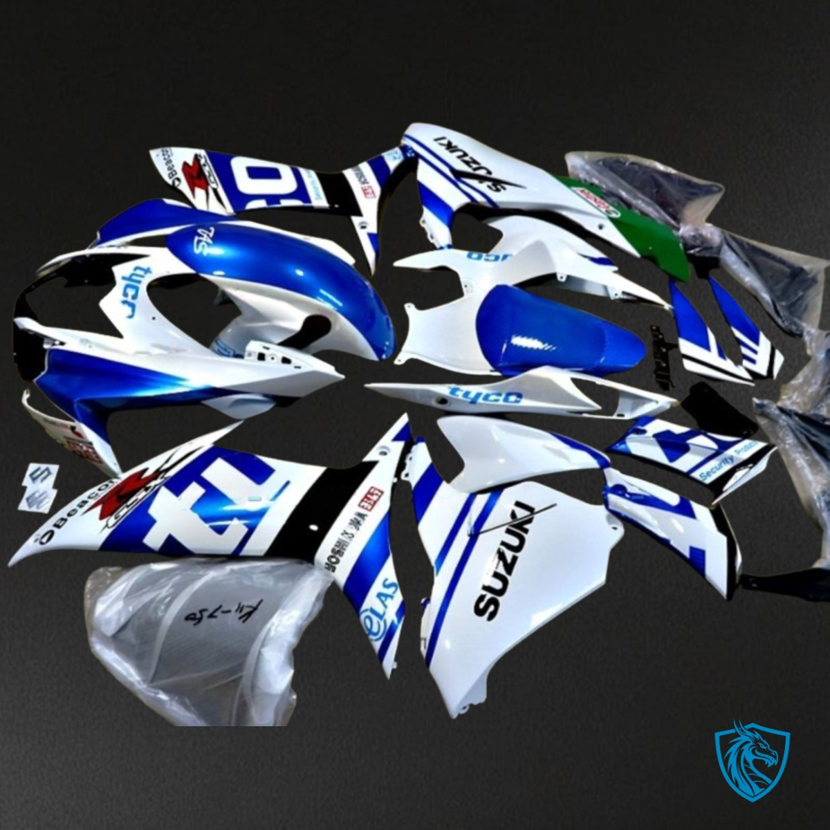 Suzuki GSXR600/750 (2011-2019) White & Blue Fairing Kit - Aftermarket ABS Bodywork