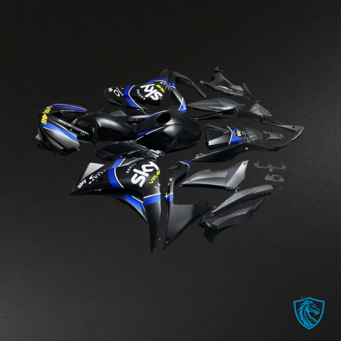 Yamaha YZF R3R25 (2015-2018) Black, Blue & White Fairings Kit - Aftermarket ABS Bodywork