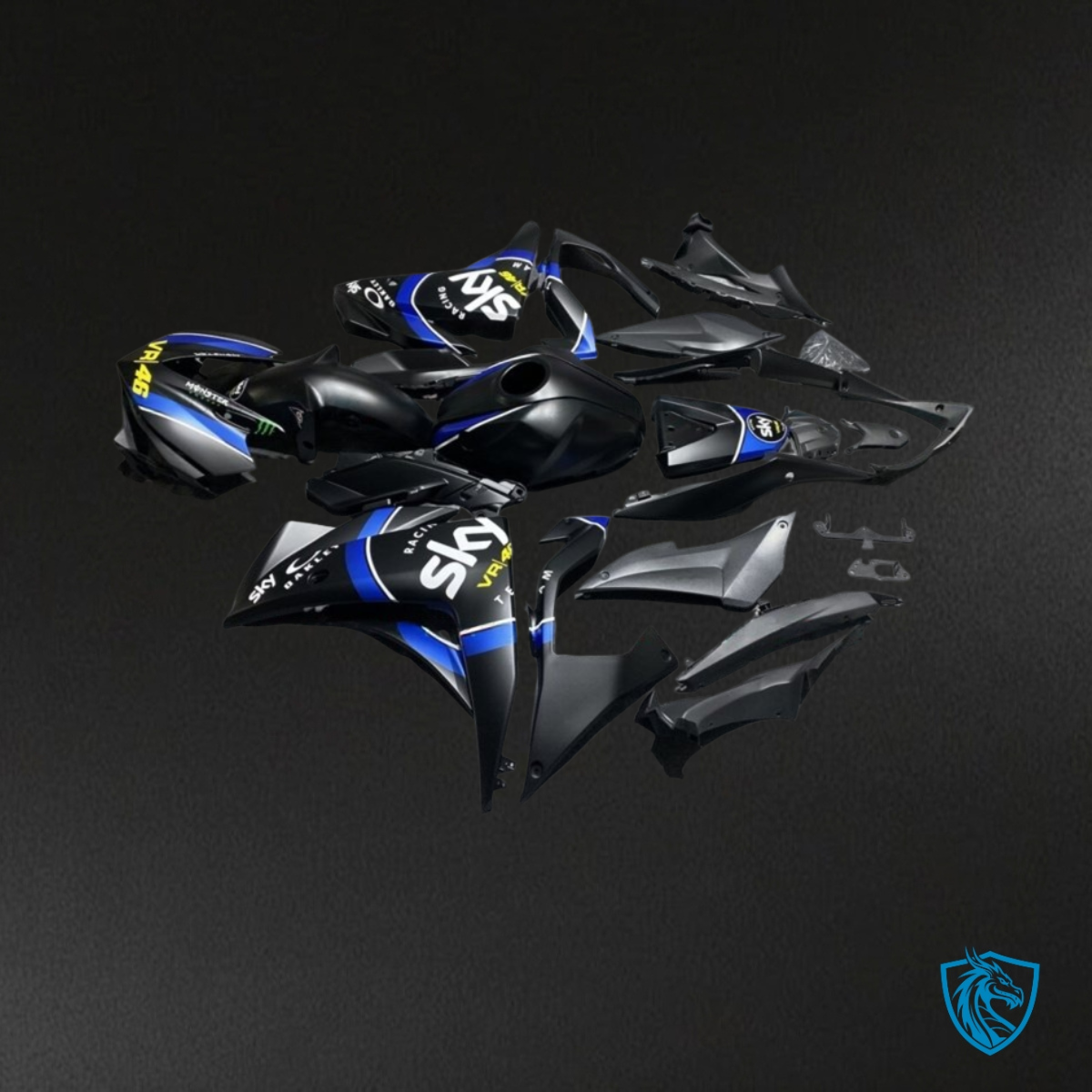 Yamaha YZF R3R25 (2015-2018) Black, Blue & White Fairings Kit - Aftermarket ABS Bodywork