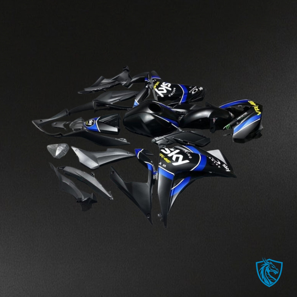 Yamaha YZF R3R25 (2015-2018) Black, Blue & White Fairings Kit - Aftermarket ABS Bodywork