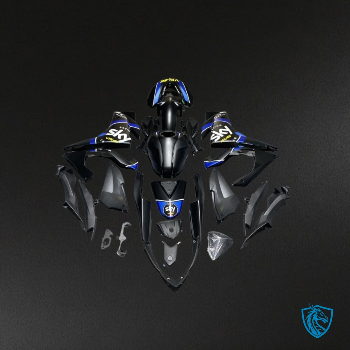 Yamaha YZF R3R25 (2015-2018) Black, Blue & White Fairings Kit - Aftermarket ABS Bodywork