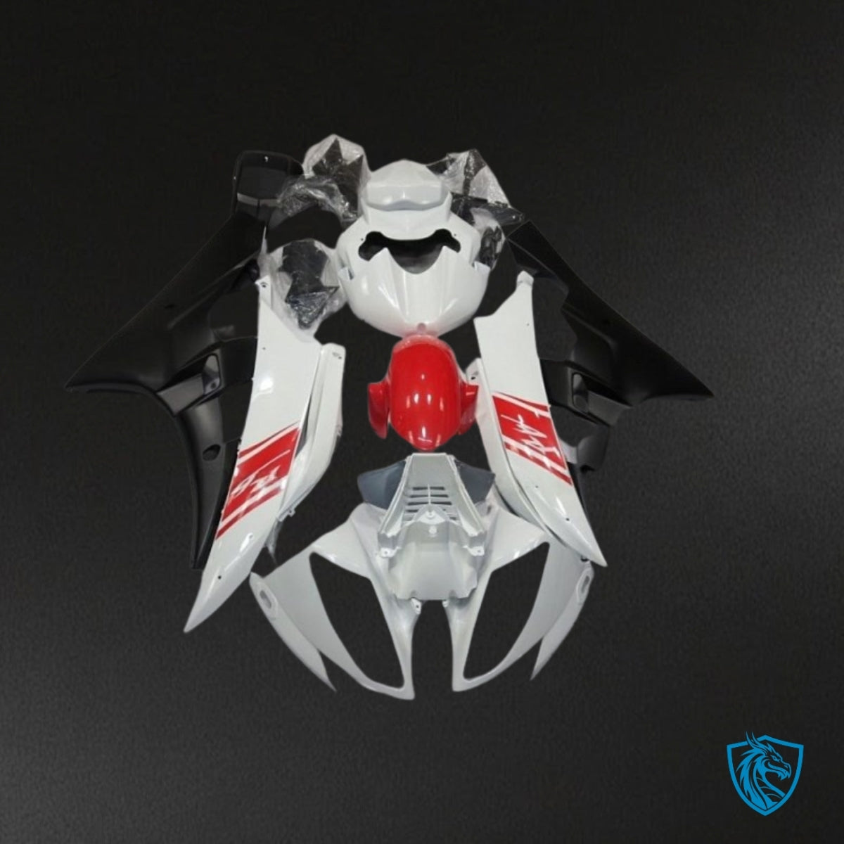 Yamaha YZF R6 (2006-2007) Black, Red & Glossy White Matte - Custom ABS Fairing Kit