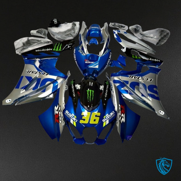 Suzuki GSXR1000 (2017-2020) Blue & Silver Monster Fairing Kit | ABS Bodywork