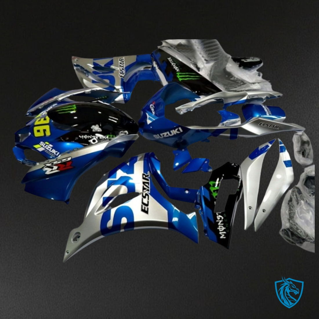Suzuki GSXR1000 (2017-2020) Blue & Silver Monster Fairing Kit | ABS Bodywork