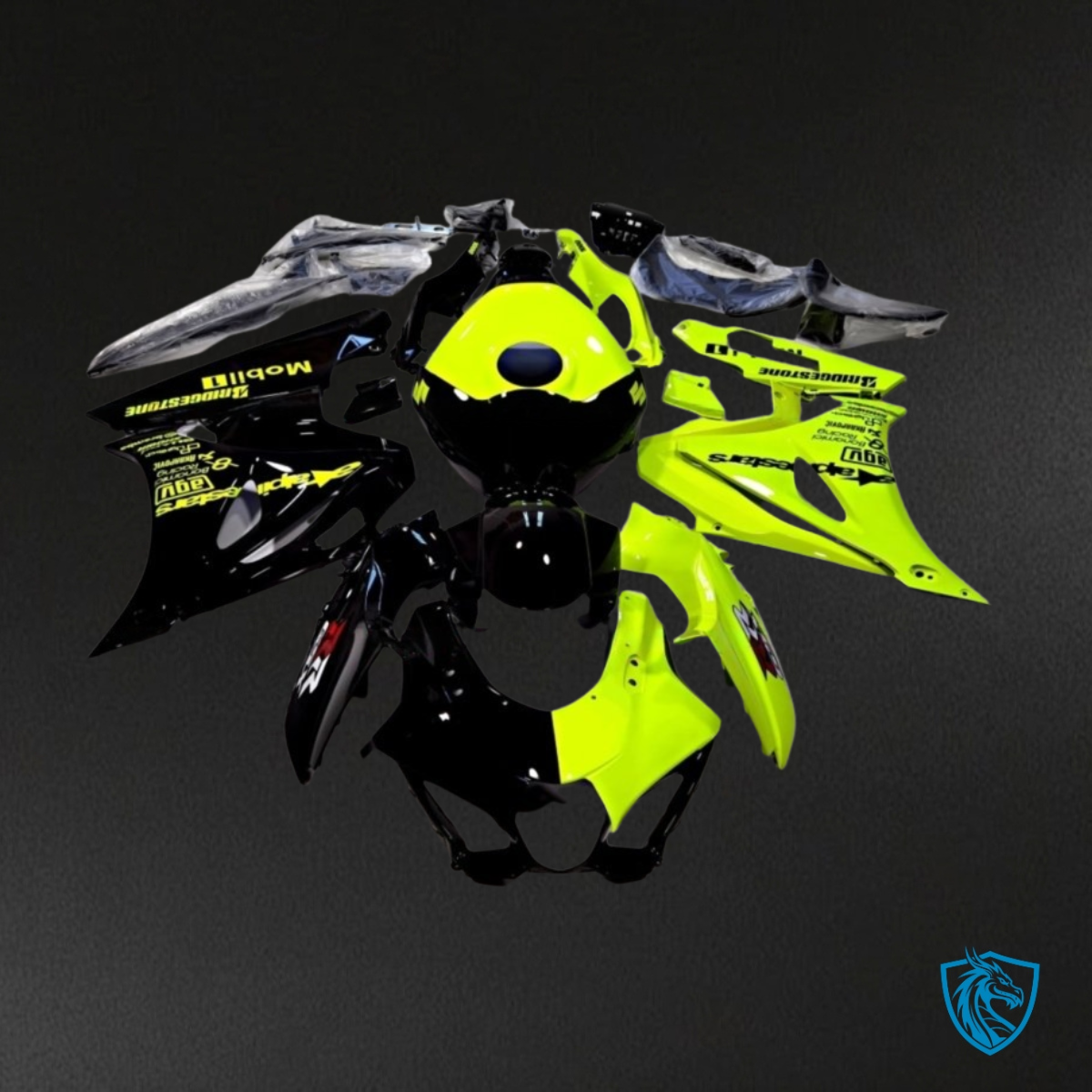 Suzuki GSXR1000 (2017-2020) Neon Yellow & Black Fairing Kit - Aftermarket ABS Bodywork