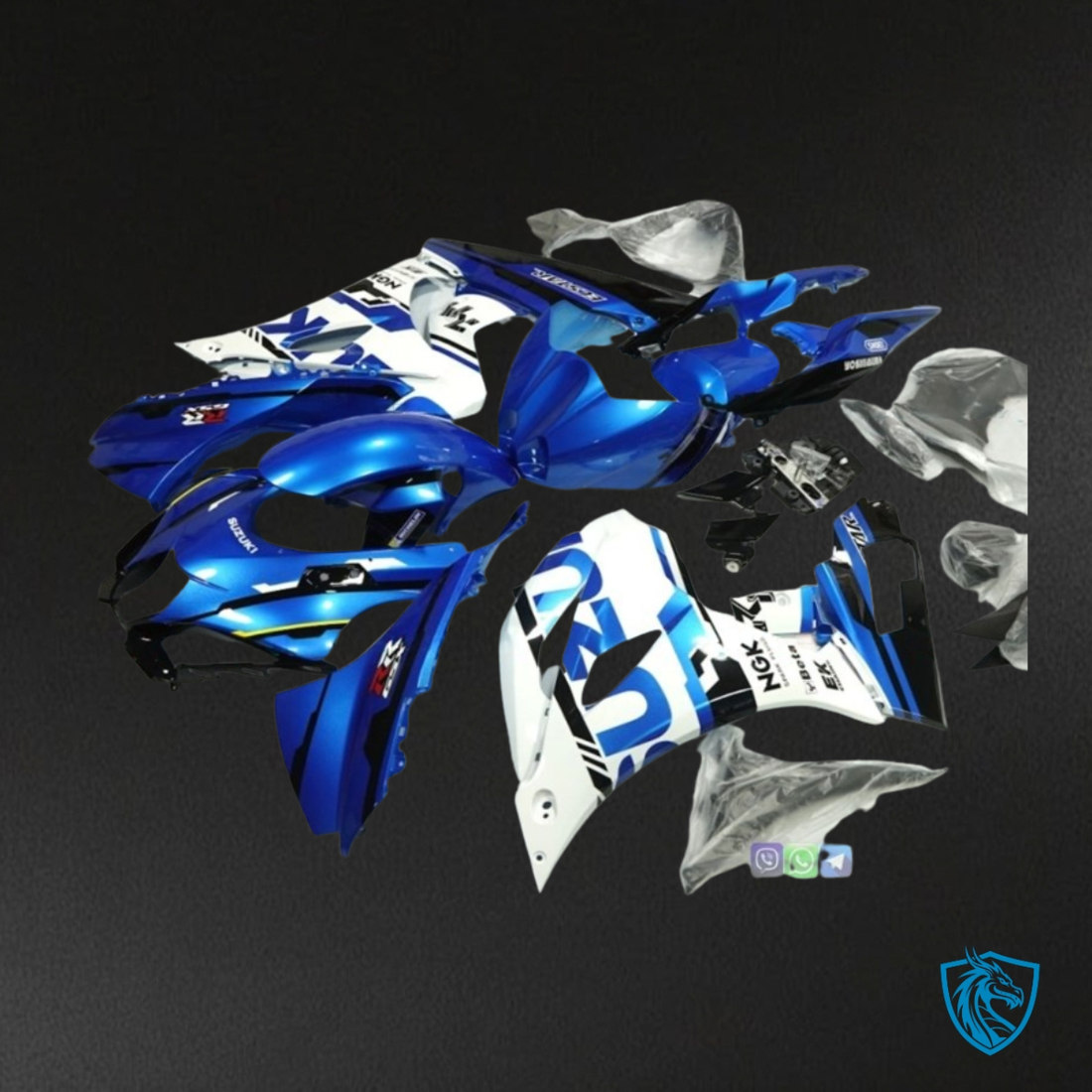 Suzuki GSXR1000 (2017-2020) Blue & White - MERGEment Motorcycle Fairings Kit