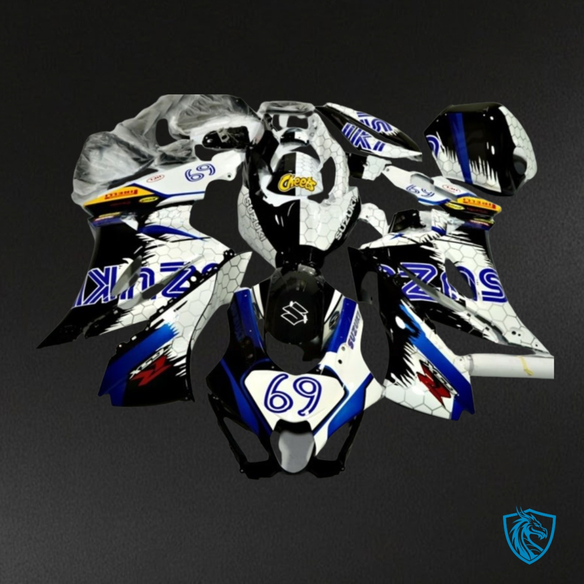 Suzuki GSXR1000 (2017-2020) White, Blue & Black Fairing Kit - Aftermarket ABS Bodywork