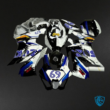 Suzuki GSXR1000 (2017-2020) White, Blue & Black Fairing Kit - Aftermarket ABS Bodywork