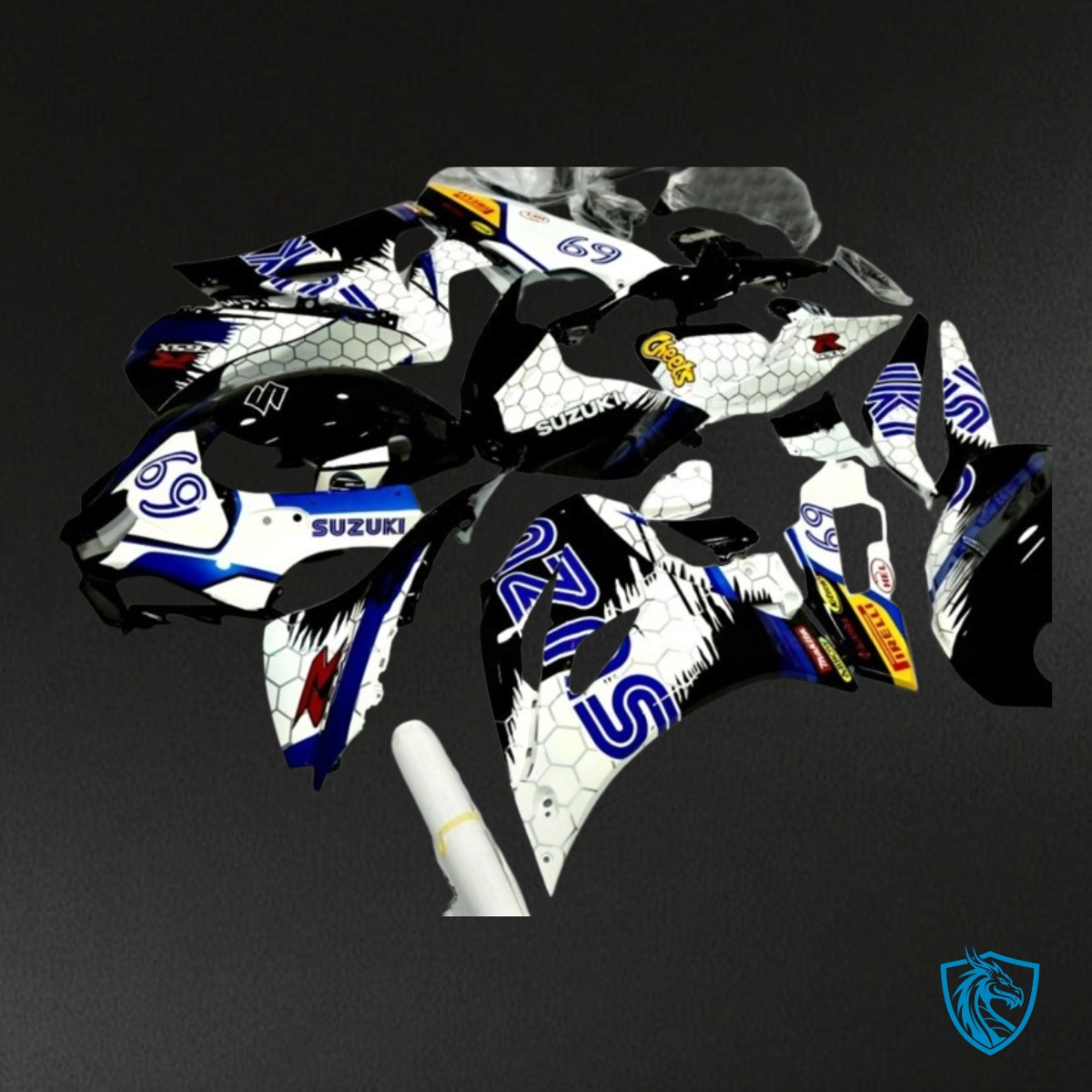 Suzuki GSXR1000 (2017-2020) White, Blue & Black Fairing Kit - Aftermarket ABS Bodywork