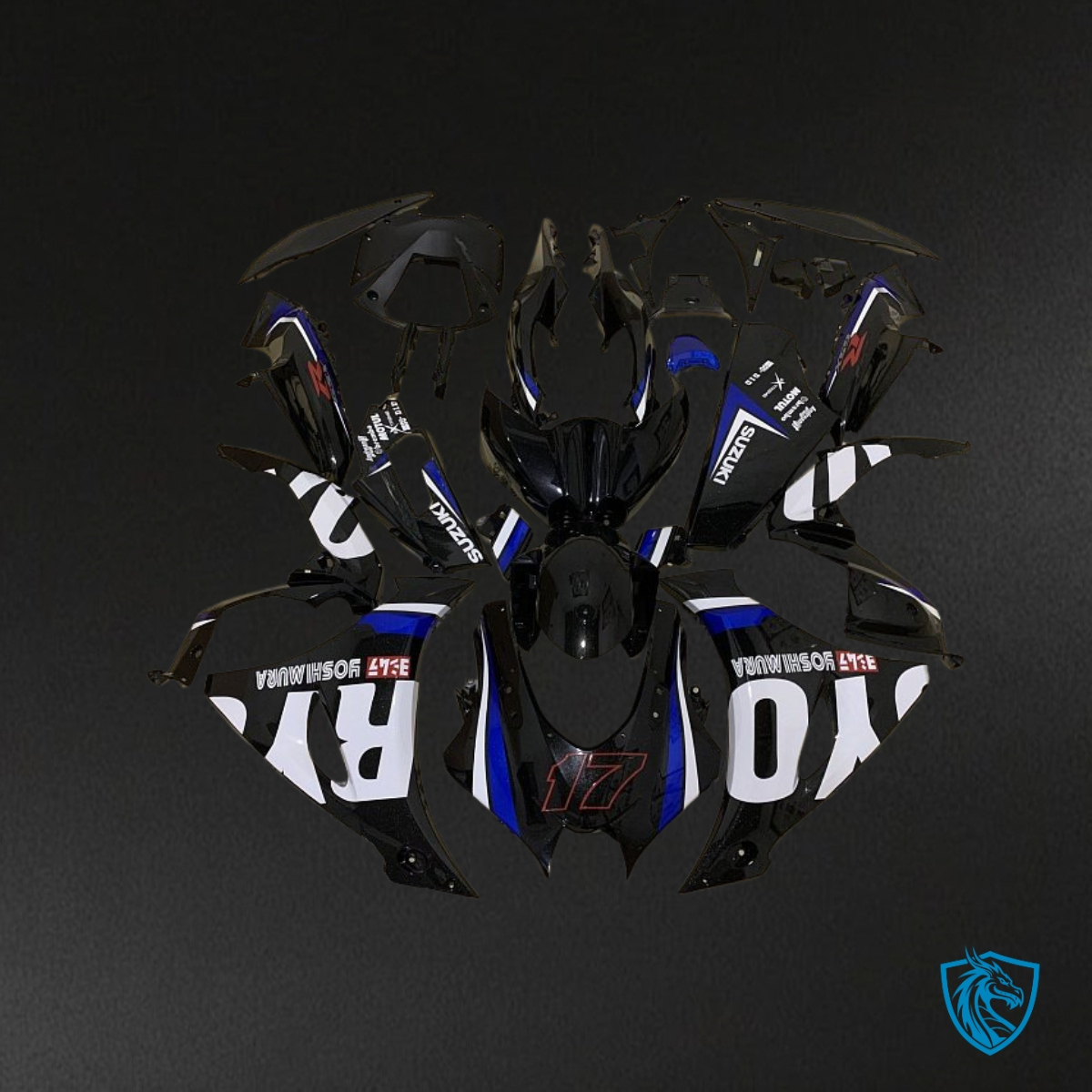 Suzuki GSXR1000 (2017-2020) Black, Blue & White Fairing Kit | ABS Bodywork