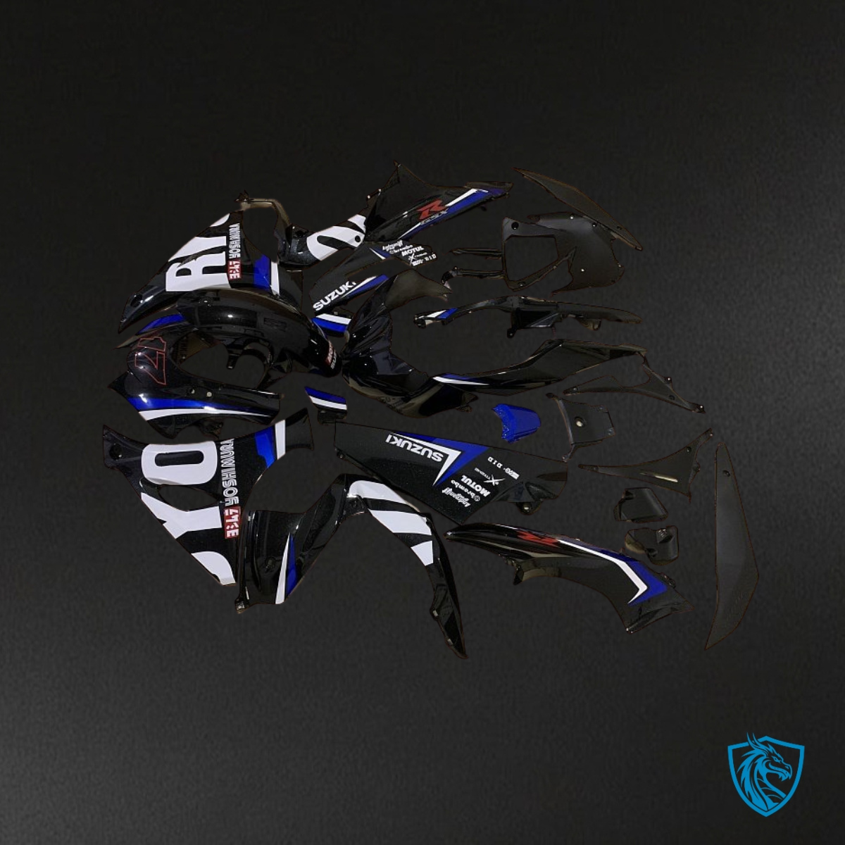 Suzuki GSXR1000 (2017-2020) Black, Blue & White Fairing Kit | ABS Bodywork