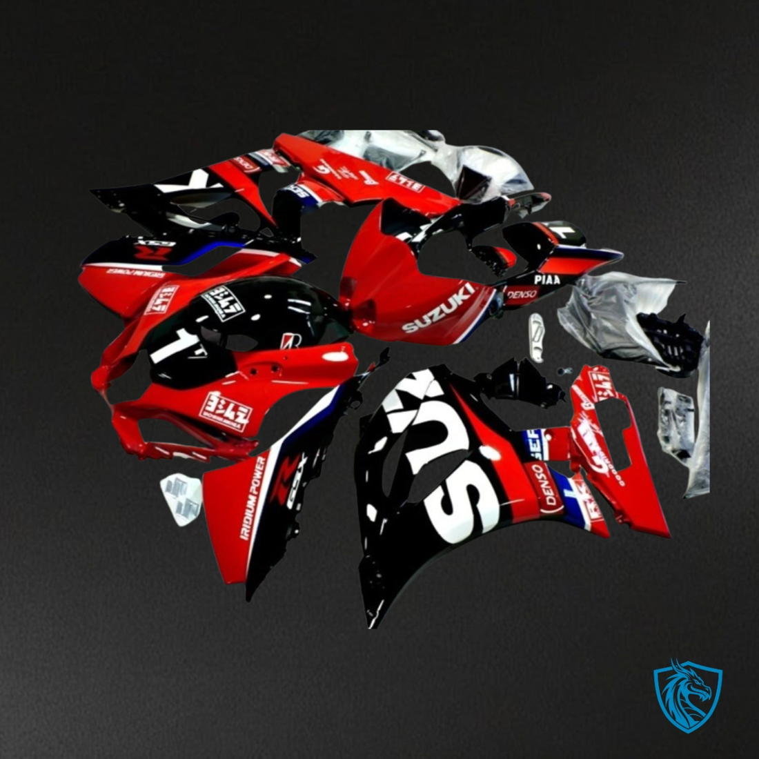 Suzuki GSXR1000 (2017-2020) Red, White & Black - MERGEment Motorcycle Fairings Kit