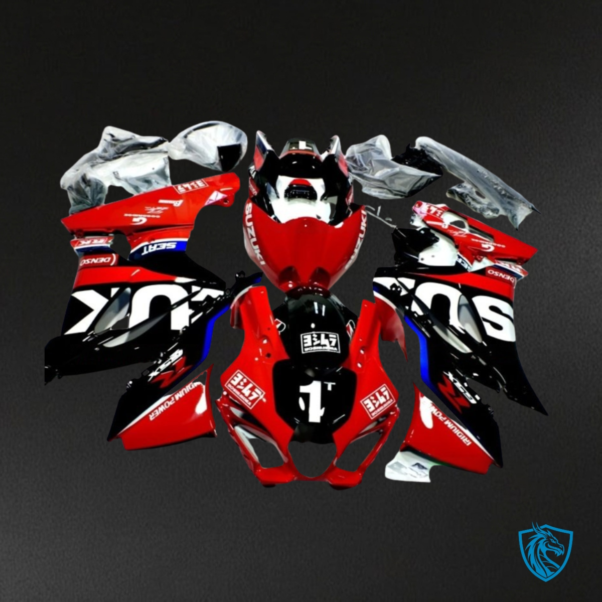 Suzuki GSXR1000 (2017-2020) Red, White & Black - MERGEment Motorcycle Fairings Kit