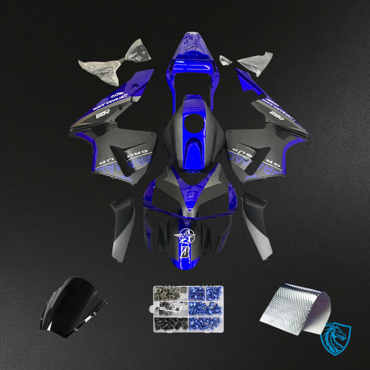 Honda CBR600RR (2003-2004) Black & Blue - Fairing Kit