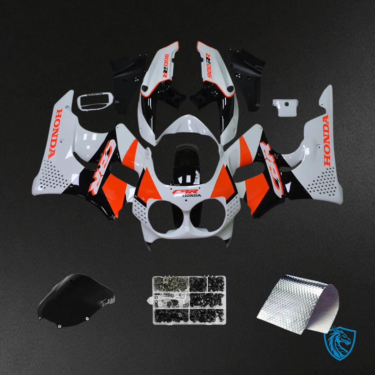 Honda CBR900RR 893 (1992-1993) White & Orange - Fairing Kit