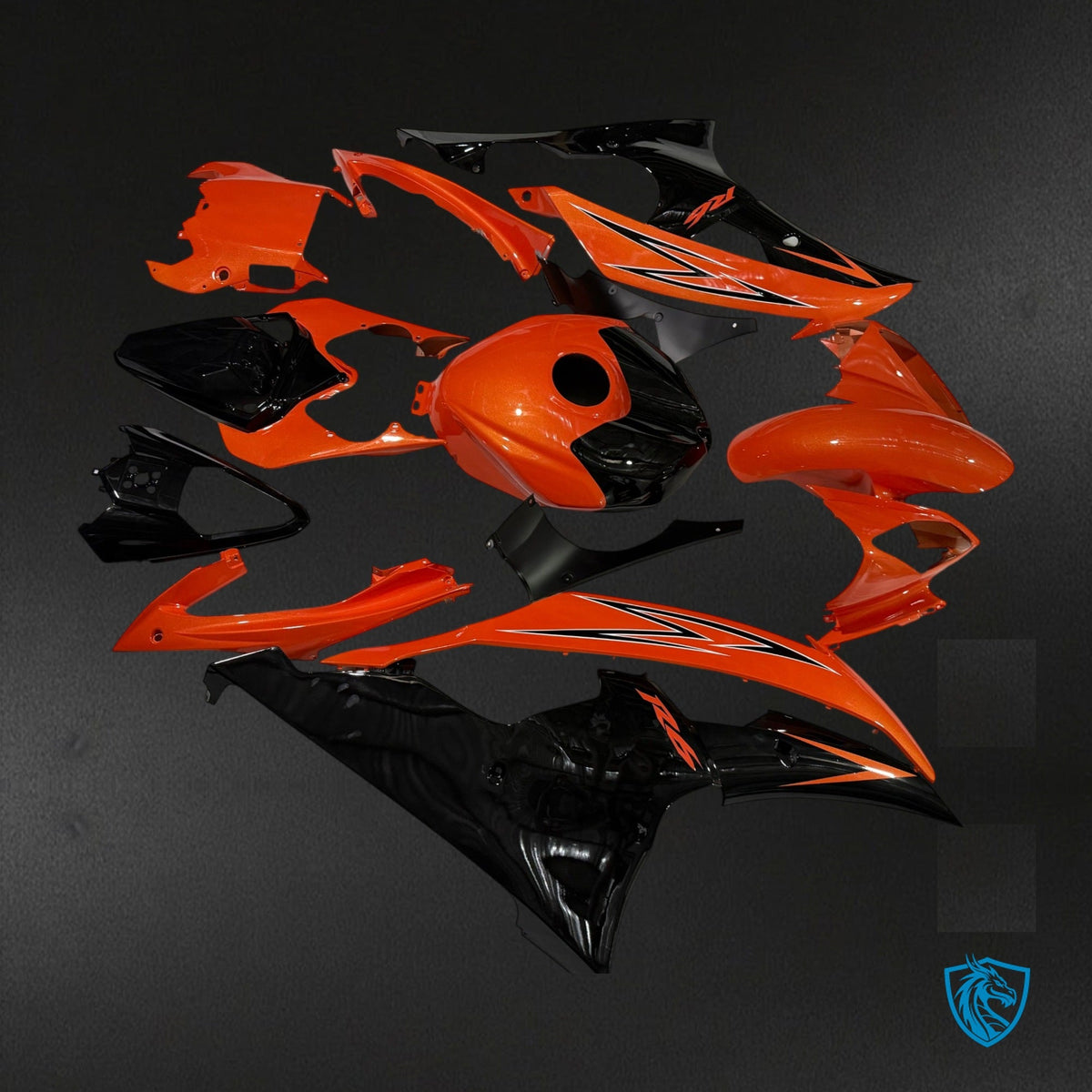 Yamaha R6 (2008-2016) Gloss Orange & Black Fairing Kit - Aftermarket ABS Bodywork