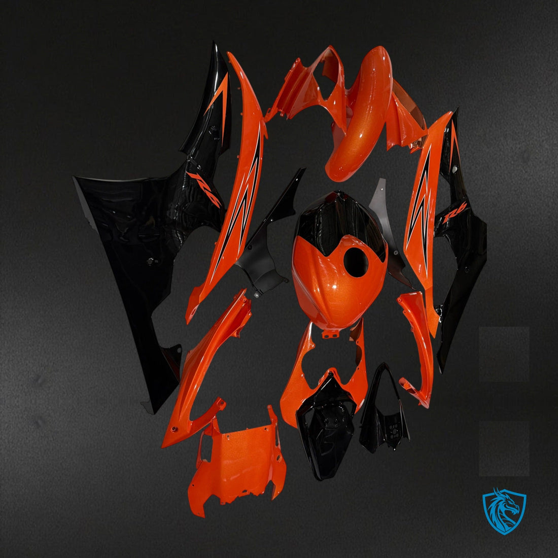 Yamaha R6 (2008-2016) Gloss Orange & Black Fairing Kit - Aftermarket ABS Bodywork