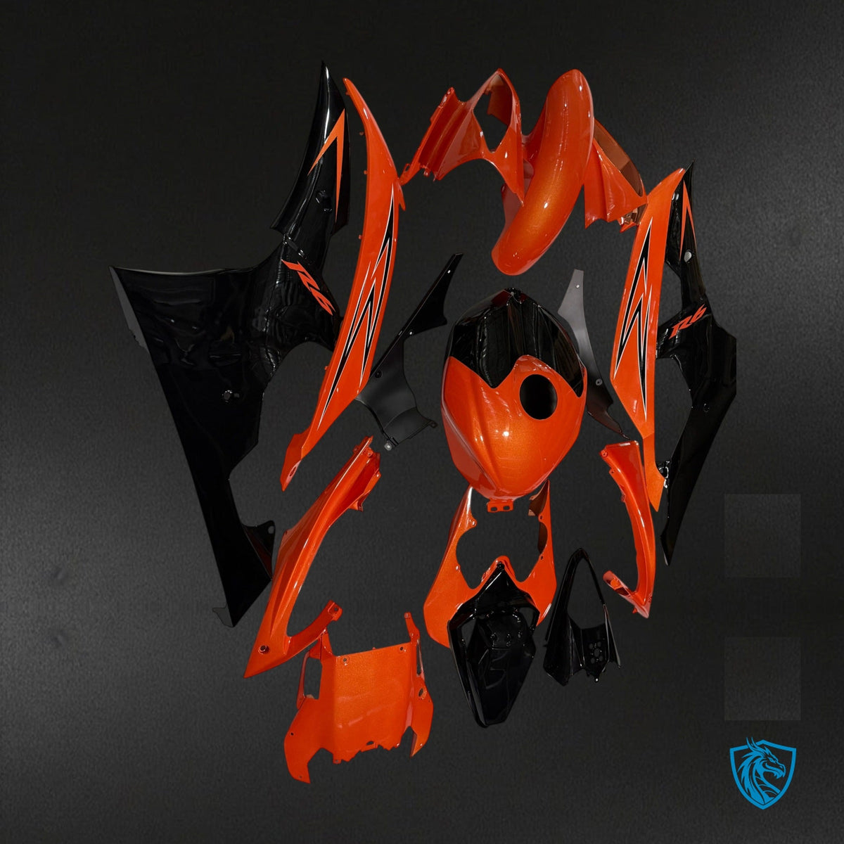 Yamaha R6 (2008-2016) Gloss Orange & Black Fairing Kit - Aftermarket ABS Bodywork
