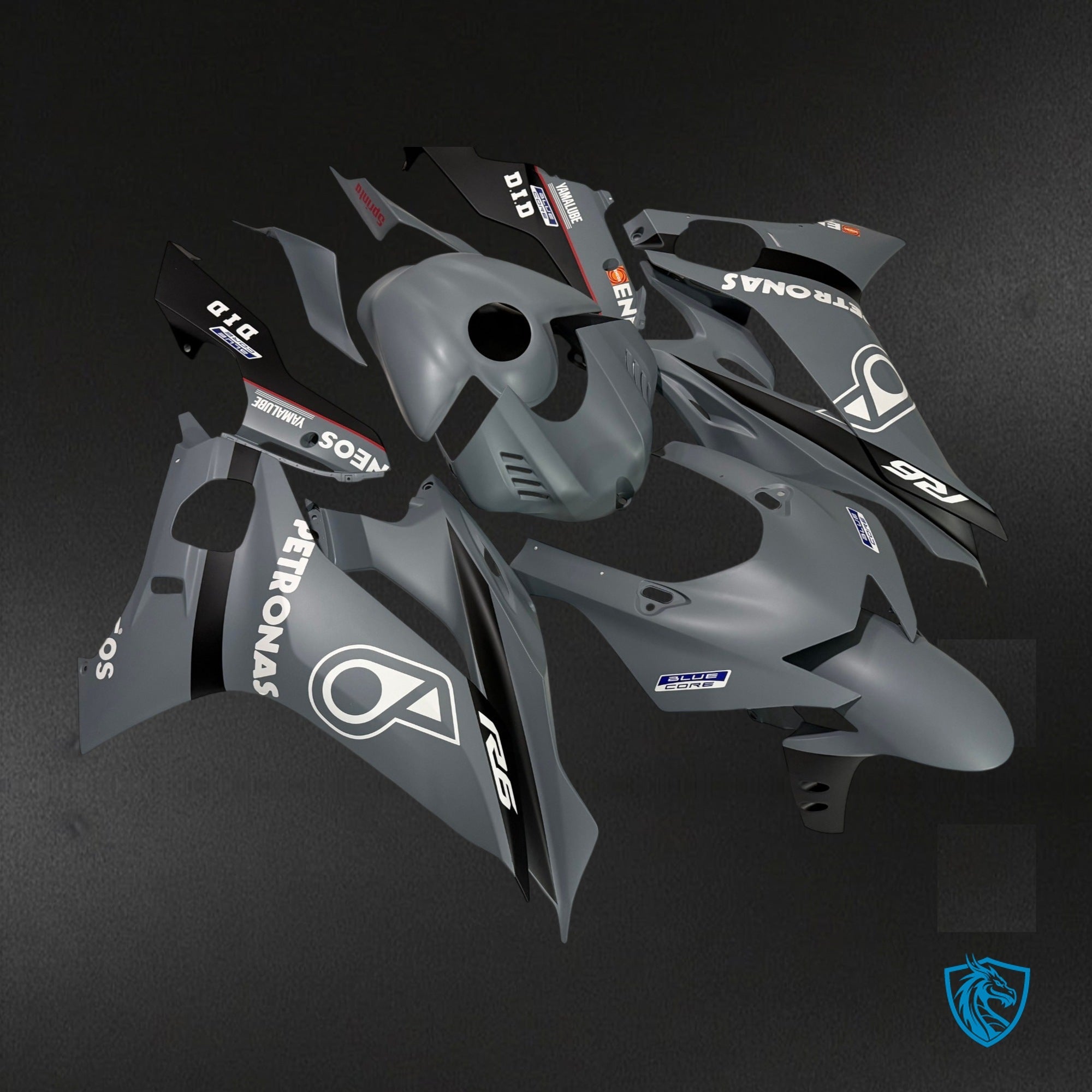 Yamaha R6 (2017-2024) Matte Grey & Black Fairing Kit - Aftermarket ABS Bodywork