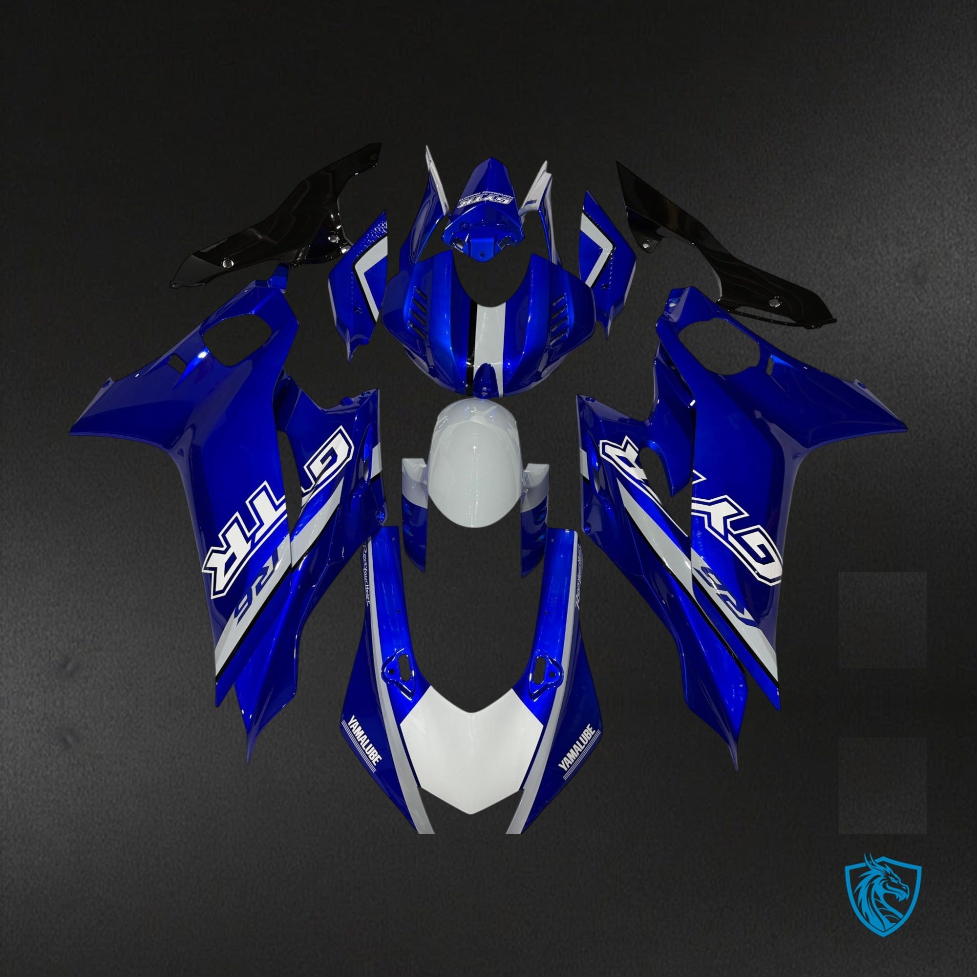 Yamaha R6 (2017-2023) Gloss Blue & White Fairing Kit - Aftermarket ABS Bodywork