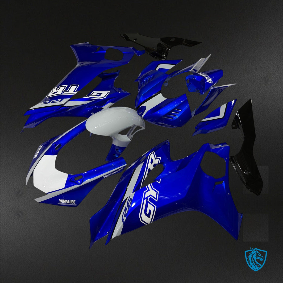 Yamaha R6 (2017-2023) Gloss Blue & White Fairing Kit - Aftermarket ABS Bodywork