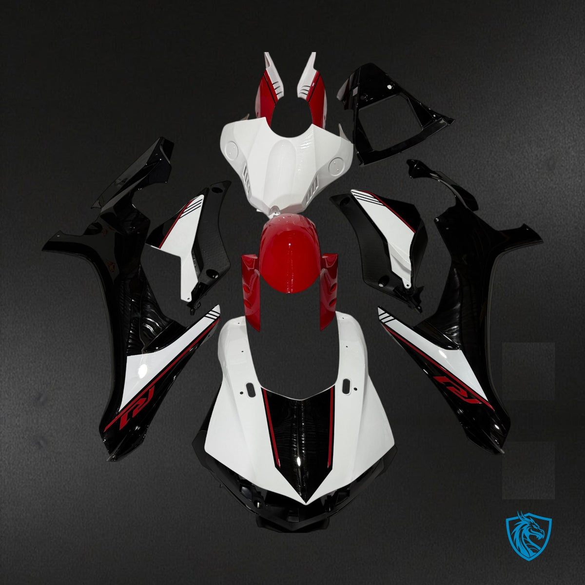 Yamaha R1 R1M (2015-2019) Gloss White Red & Black Fairing Kit - Aftermarket ABS Bodywork