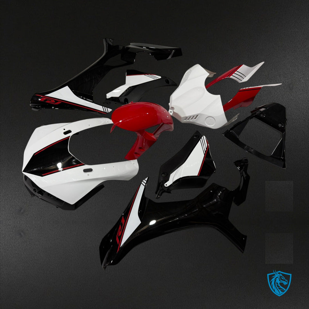Yamaha R1 R1M (2015-2019) Gloss White Red & Black Fairing Kit - Aftermarket ABS Bodywork