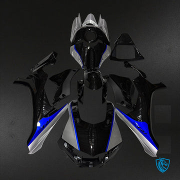 Yamaha R1 (2015-2019) Gloss Black Blue & Silver Fairing Kit - Aftermarket ABS Bodywork