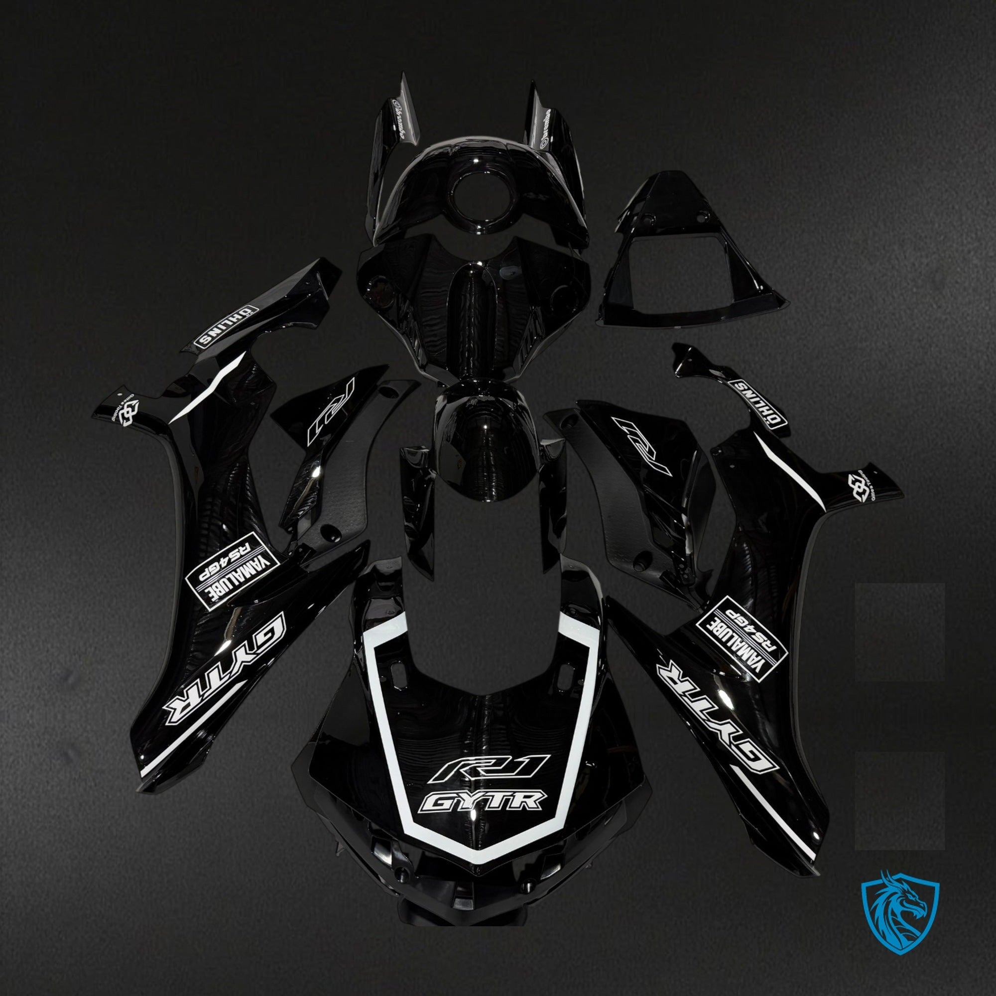 Yamaha R1 R1M (2015-2019) Gloss Black Fairing Kit - Aftermarket ABS Bodywork