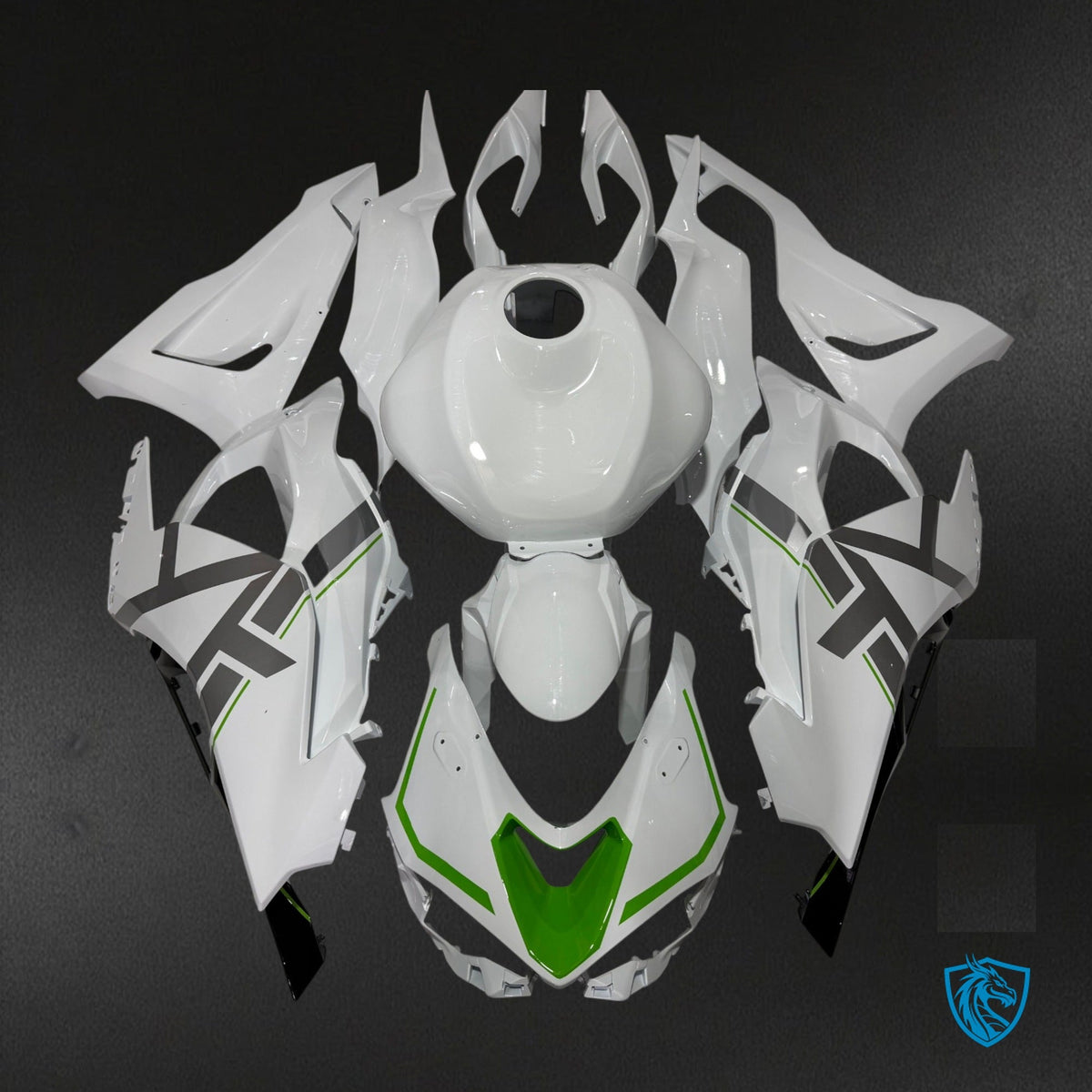 Kawasaki ZX-6R (2024-2025) Gloss White & Green Fairing Kit - Aftermarket ABS Bodywork
