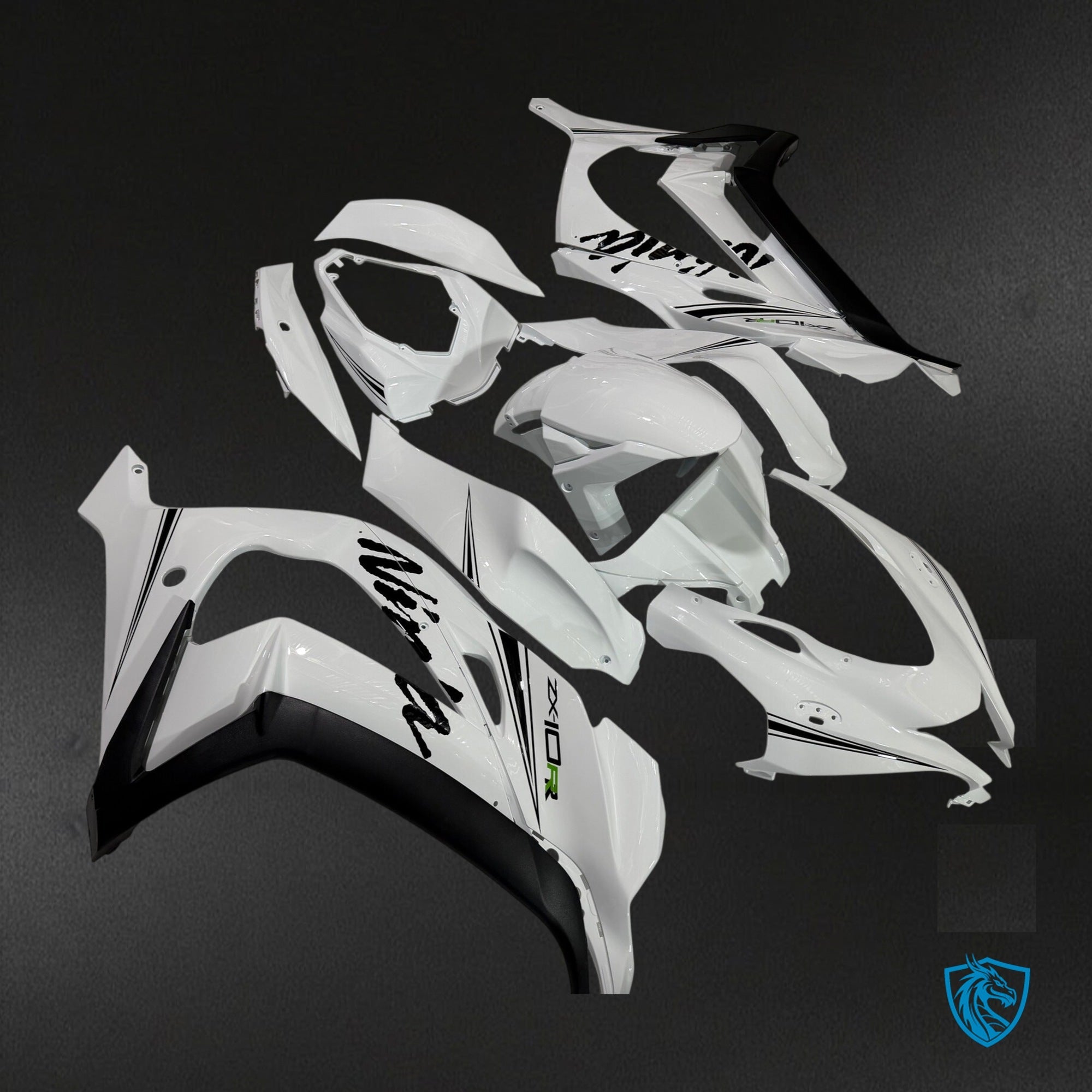 Kawasaki ZX-10R (2016-2020) Gloss White & Black Fairing Kit - Aftermarket ABS Bodywork