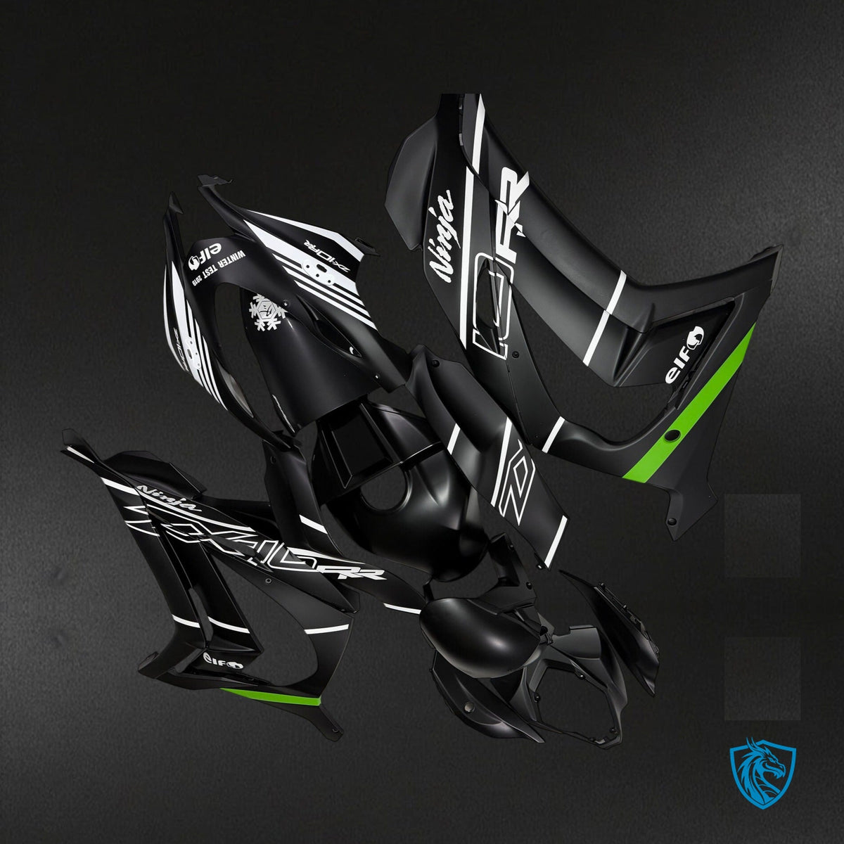 Kawasaki ZX-10R (2016-2020) Gloss Black & Green Fairing Kit - Aftermarket ABS Bodywork