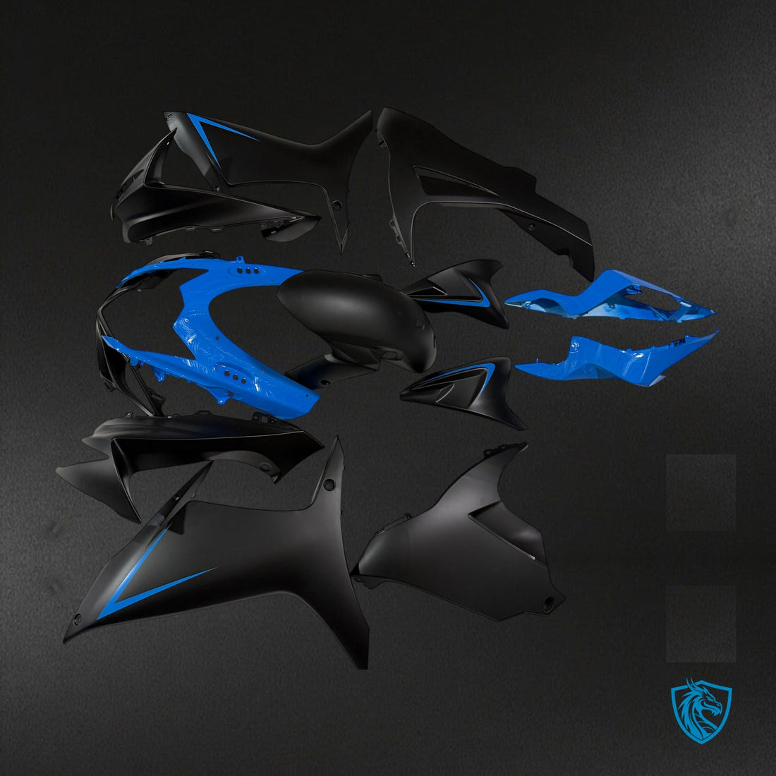Suzuki GSXR600 GSXR750 (2011-2024) Matte Black & Blue Fairing Kit - Aftermarket ABS Bodywork