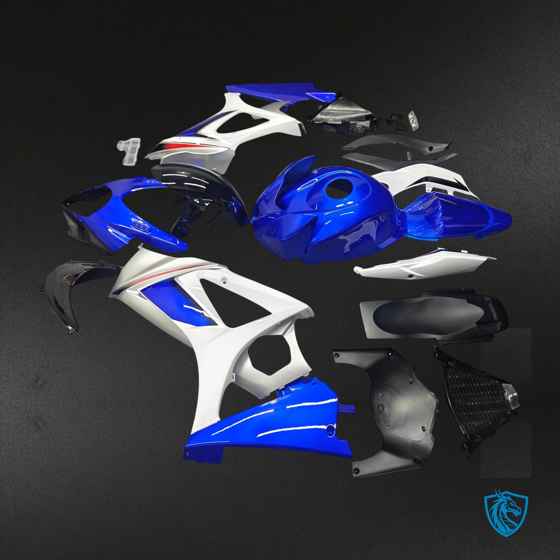 Suzuki GSX-R1000 K7 K8 (2007-2008) Blue & White Gloss Fairing Kit - Aftermarket ABS Bodywork