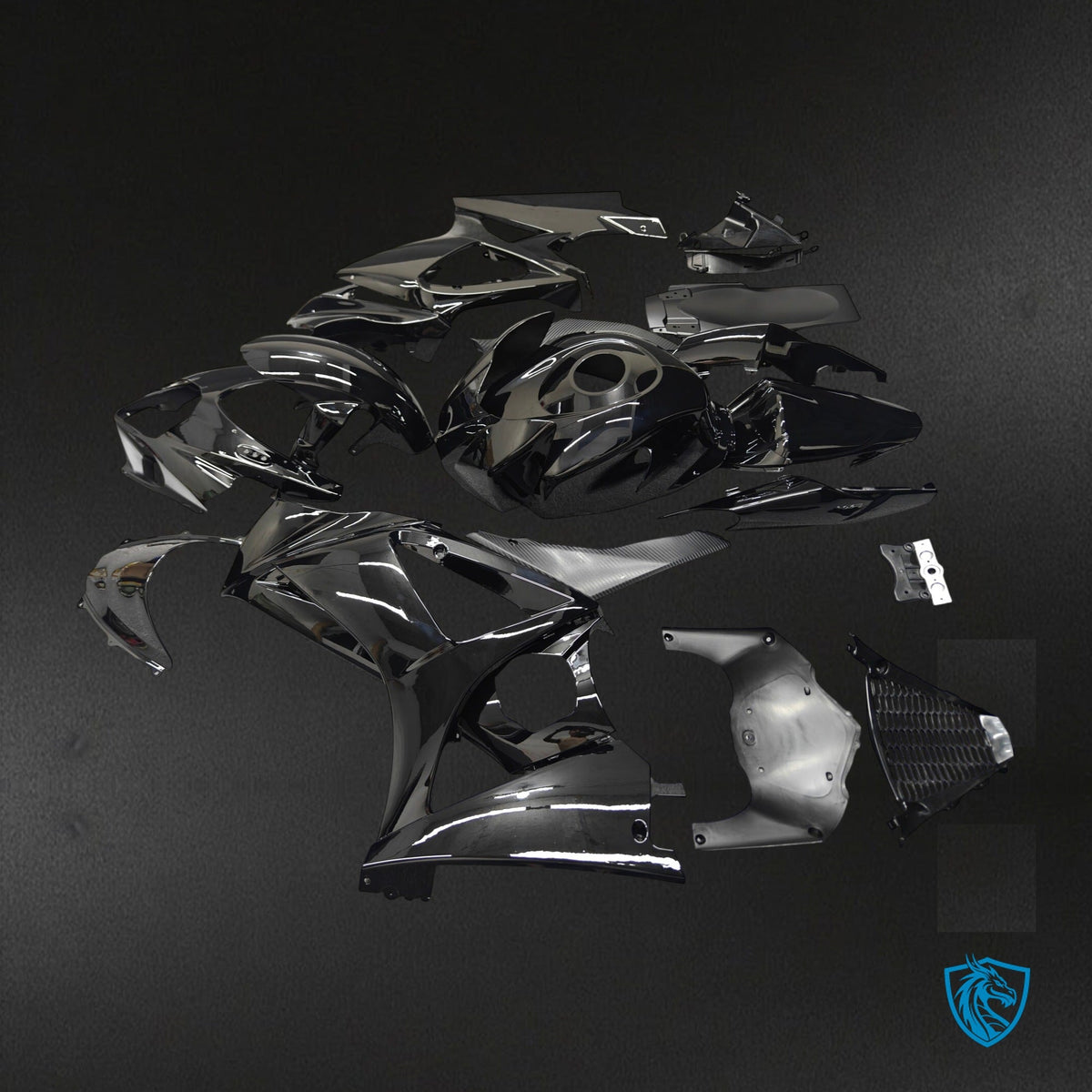 Suzuki GSX-R1000 K7 K8 (2007-2008) Gloss Black Fairing Kit - Aftermarket ABS Bodywork