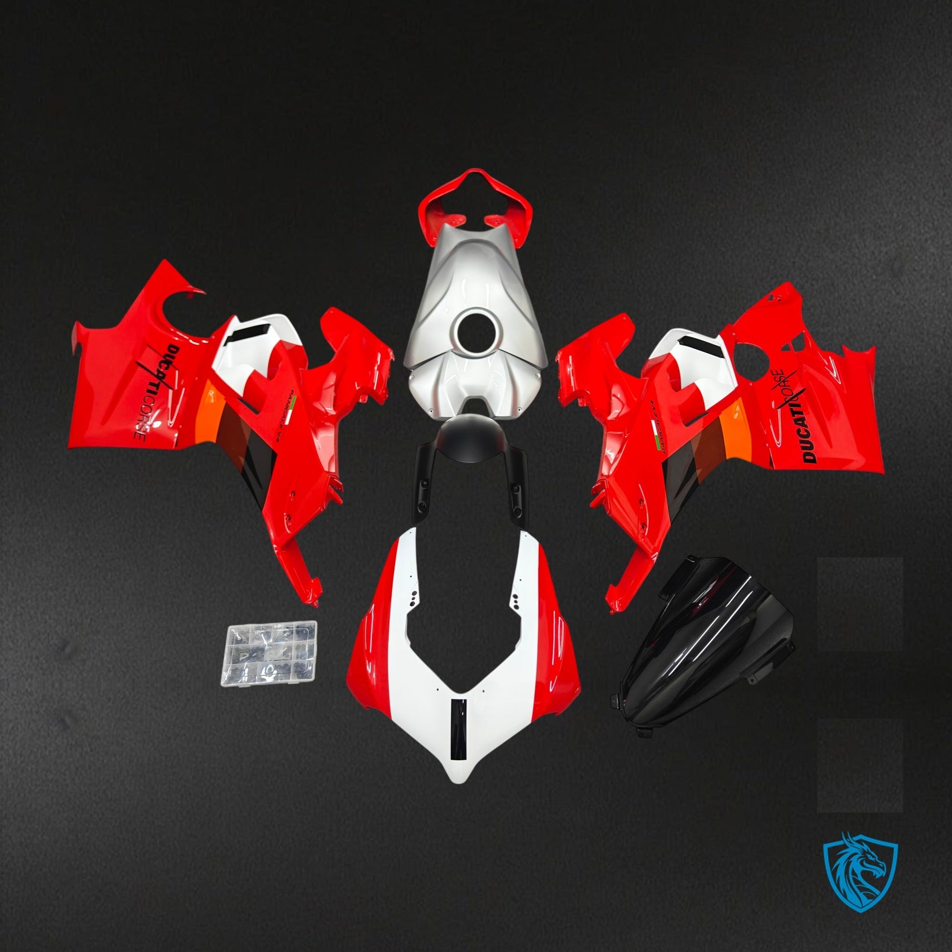 Ducati Panigale V4 V4S V4R (2022-2023) Red White & Black Gloss Fairing Kit - Aftermarket ABS Bodywork