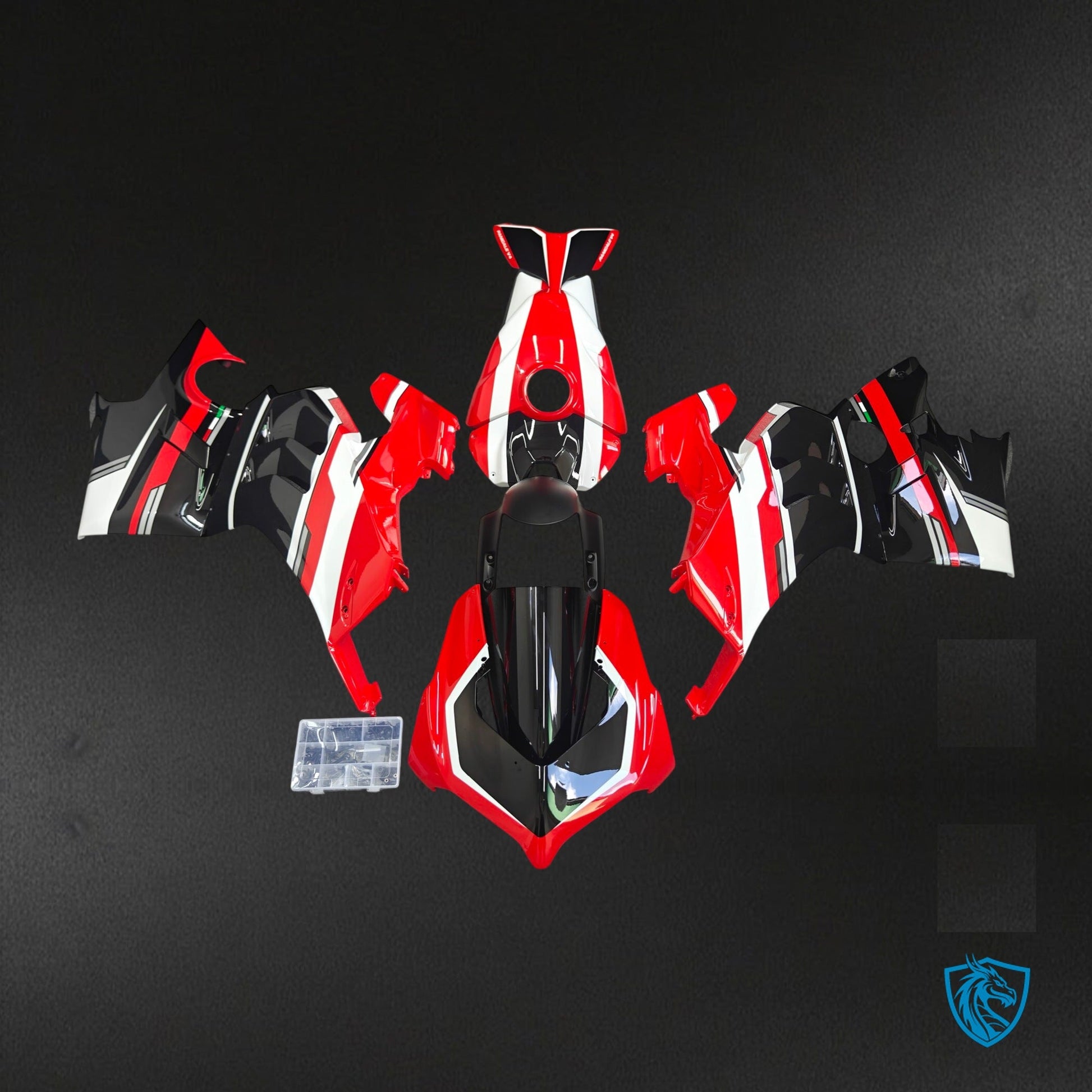 Ducati Panigale V4 V4S V4R (2022-2023) Red Black & White Gloss Fairing Kit - Aftermarket ABS Bodywork