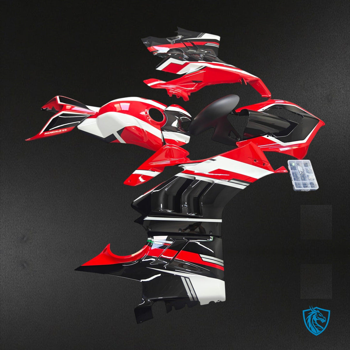 Ducati Panigale V4 V4S V4R (2022-2023) Red Black & White Gloss Fairing Kit - Aftermarket ABS Bodywork
