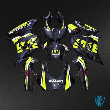 Suzuki GSXR1000 (2017-2020) Black & Yellow Carbon Fiber Aquaprint - Custom ABS Fairing Kit