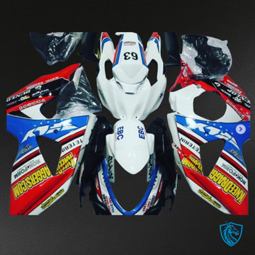 Suzuki GSXR1000 (2009-2016) White, Red & Blue Fairing Kit - Aftermarket ABS Bodywork