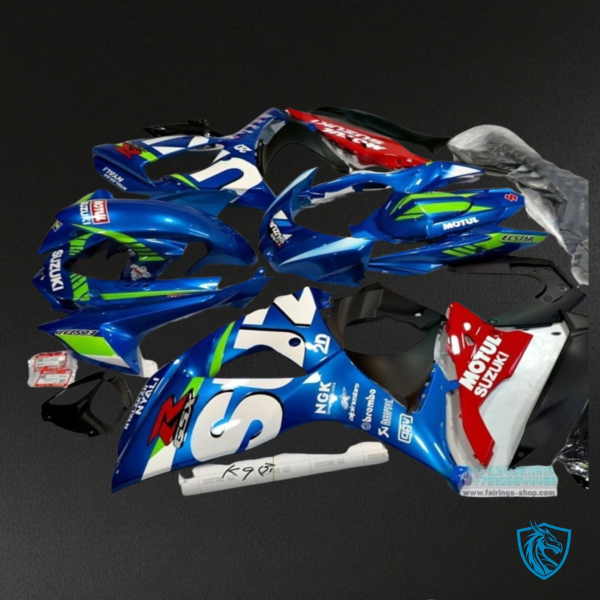 Suzuki GSXR1000 (2009-2016) Blue, Black & White - Custom ABS Fairing Kit