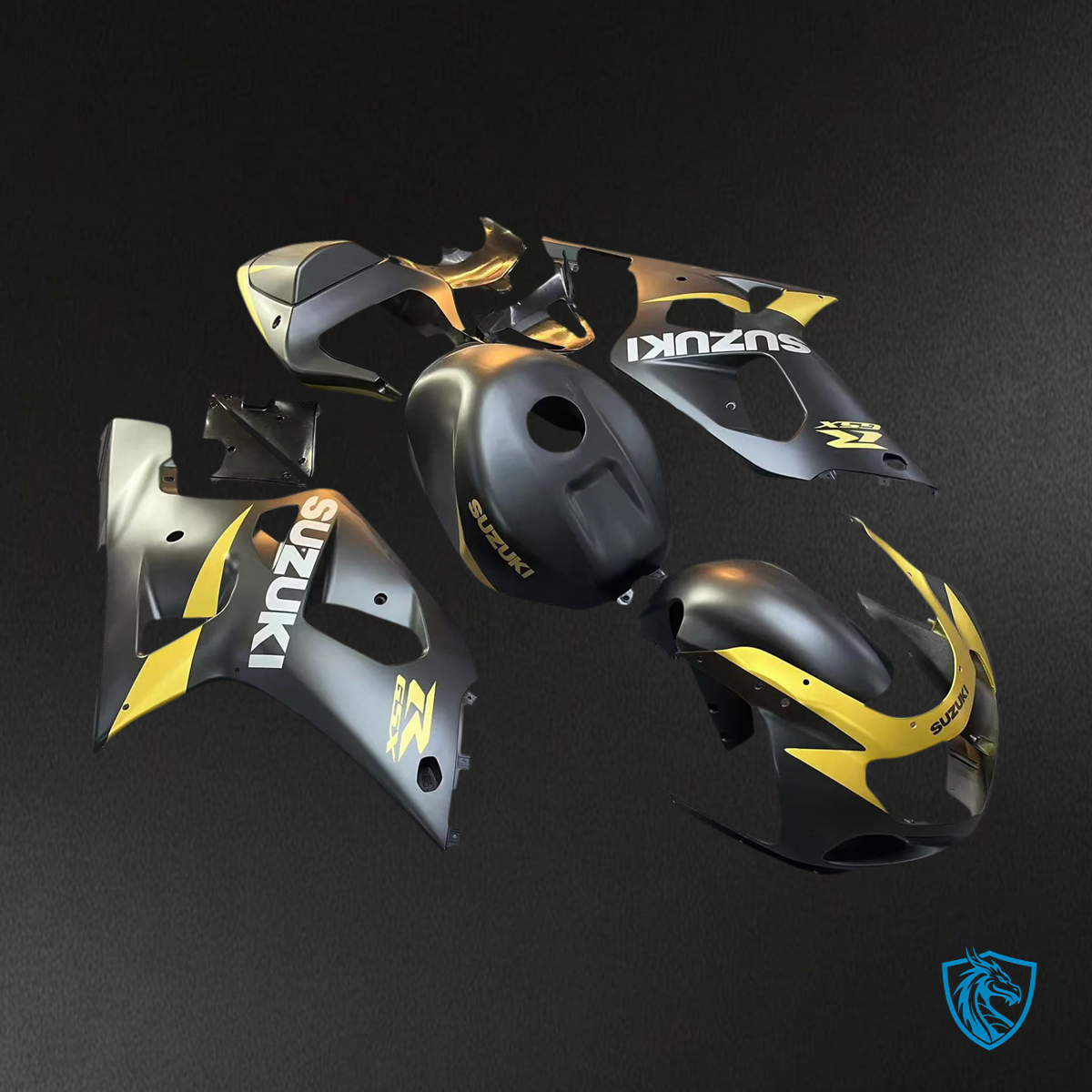 Suzuki GSXR600 (2001-2003) & GSXR750 (2000-2003) Matte Black & Gold - Fairing Kit