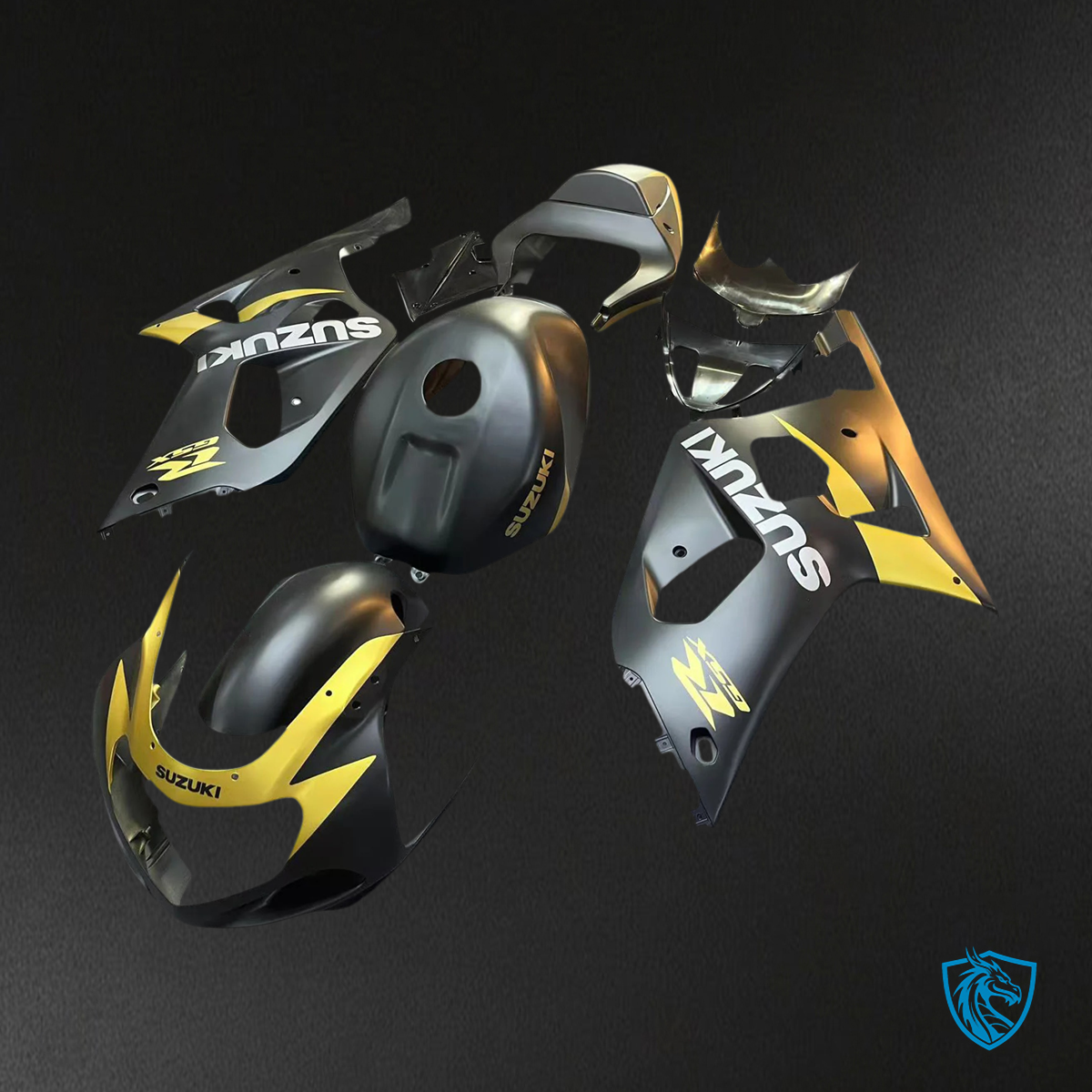 Suzuki GSXR600 (2001-2003) & GSXR750 (2000-2003) Matte Black & Gold - Fairing Kit
